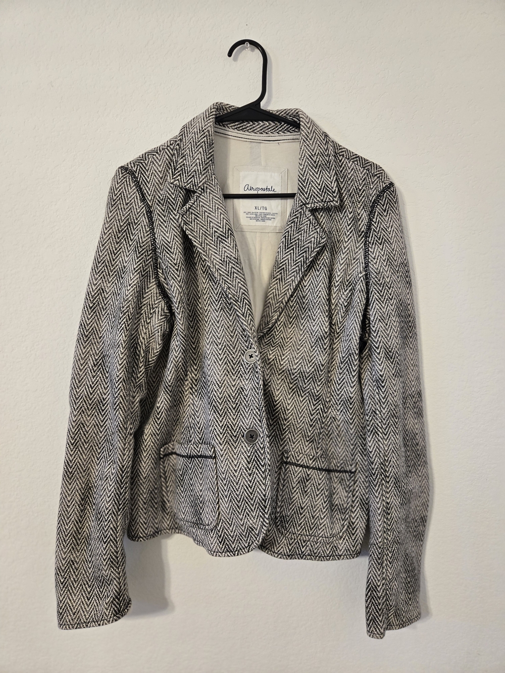 Aeropostale Black & White Herringbone Blazer Jacket